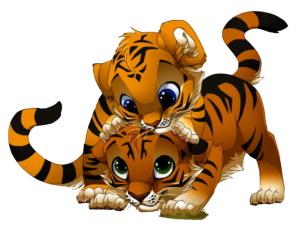 Рисунок веселых мультяшных тигрят