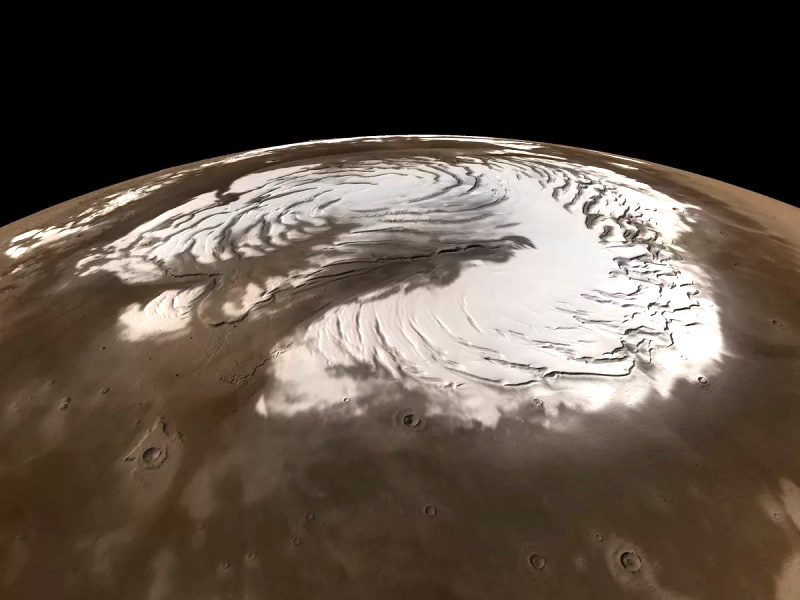 Марс с ледяными шапками